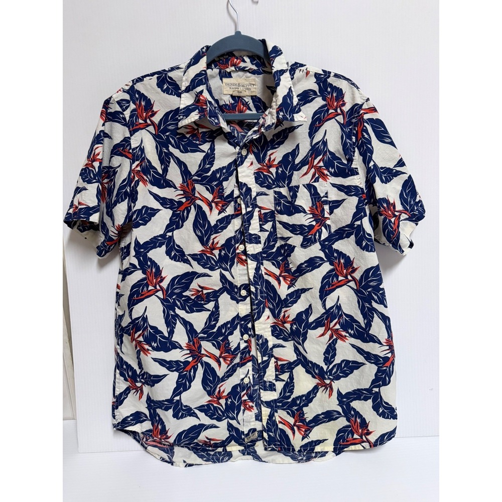 Denim & Supply Ralph Lauren Mens Large Tropical Bird of Paradise Cotton Shirt